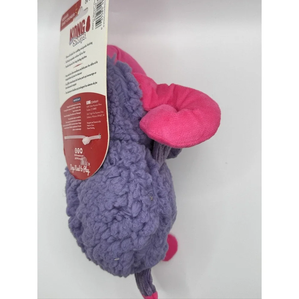 KONG Floofs Sherps Dog Toy Big Horn Squeaky Plush Medium Purple Pink RSPF21